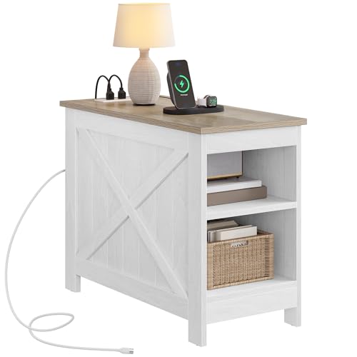 YITAHOME Beistelltisch mit Ladestation, Couch Beistelltisch mit Doppellagigem Stauraum, 60X30X50CM Nachttisch für Schlafzimmer, Wohnzimmer, für Räume, Wohnzimmer, Schlafzimme, Weiß YITAHOME Beistelltisch mit Ladestation, Couch Beistelltisch mit Doppellagigem Stauraum, 60X30X50CM Nachttisch für Schlafzimmer, Wohnzimmer, für Räume, Wohnzimmer, Schlafzimme, Weiß
