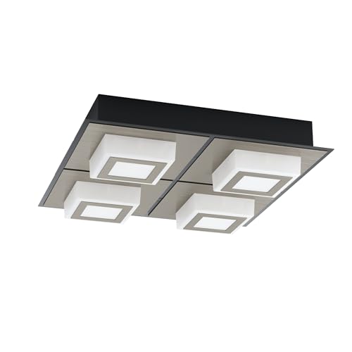 Plafonnier LED moderne Masiano en acier et aluminium noir satiné