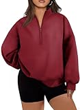 Eytino Plus Size Sweatshirt for Women Half Zip Quarter Zipper Pullover Hoodies Tops 2026 Fall Fashion Outfits Clothes,3X Red