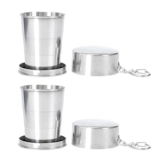 2 Piezas Taza Plegable De Acero Inoxidable 150ml Vaso Plegable Con Llavero Copa Telescópico Acero Inoxidable Taza De Agua Telescópica De Metal Adecuada Para Actividades Al Aire Libre Y Uso Diario