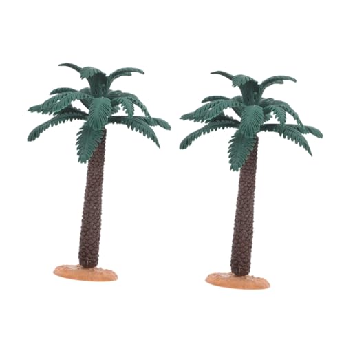 POPETPOP 2個 チュアヤシの木モデル 耐久性製 フェイクグリーン 観葉植物風インテリア オフィスやドールハウス用マイクロランドスケープ装飾