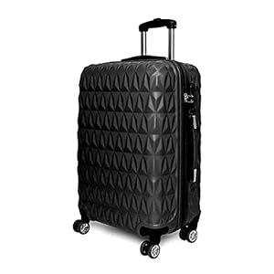 CMY Lightweight 4 Wheel ABS Hard Shell Travel Trolley Luggage Suitcase Set, Medium 24″ Hold Check in Luggage (Black)