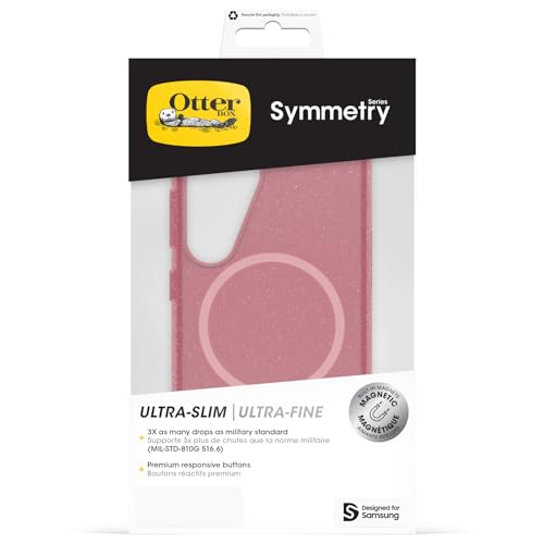 Image of OtterBox Symmetry Series Clear Transparent Case with Magnets for Samsung Galaxy S25, Shockproof, Drop-Proof, Protective Case, 3X Military Standard Tested, Pink