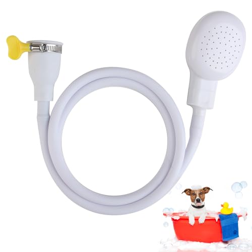 Robinet de bain simple à pousser Tuyau en caoutchouc 1,3 m Douchette portable pour animaux domestiques