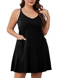 COOTRY Women's Plus Size Athletic Dress Summer Tennis Workout Mini Romper Dress Vacation Beach Outfits Built...