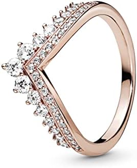 PANDORA Jewelry - Princess Sparkling Wishbone Cubic Zirconia Ring - Gift for Her Rose - Size 6