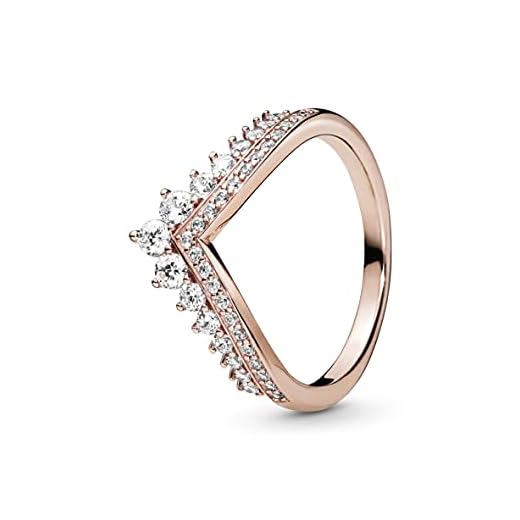 PANDORA Jewelry - Princess Sparkling Wishbone Cubic Zirconia Ring - Gift for Her Rose - Size 7