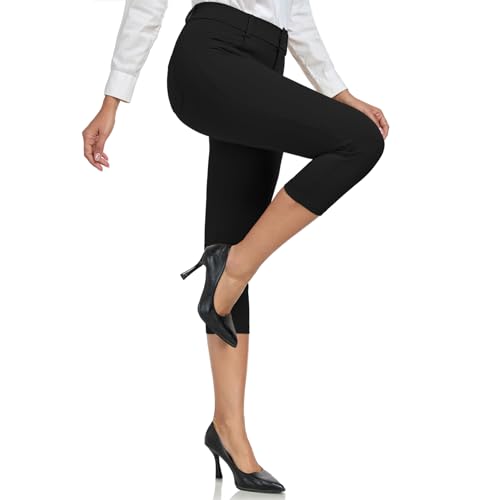 DAYOUNG Capri Pants for Women Work Office Casual Slacks High Waist Stretchy Yoga Dress Pants for Women with Pockets2