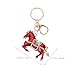 LOGOFUN 2pcs Rhinestone Horse Keychain Chinese Zodiac Animal Charm Key Holder Ornament for New Year Party Presents