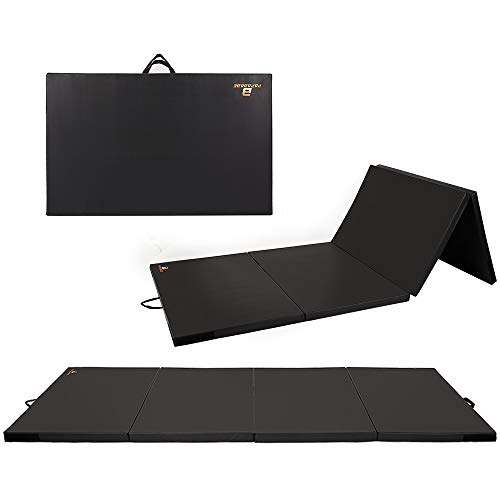 papababe Tri-Fold Folding Thick Gymnastics Tumbling Mats with Carrying Handles, Gymnastics, Stretching, Core