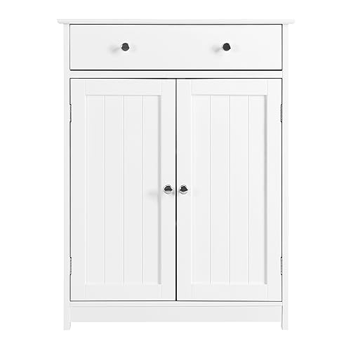 Yaheetech Armadietto da Bagno Autoportante, Mobile da Terra con Ripiano Regolabile Bianco, 80 x 60 x...