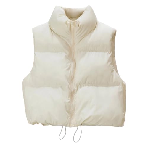 Image of Women's Cropped Puffer Vest Lightweight Quilted Sleeveless Jacket