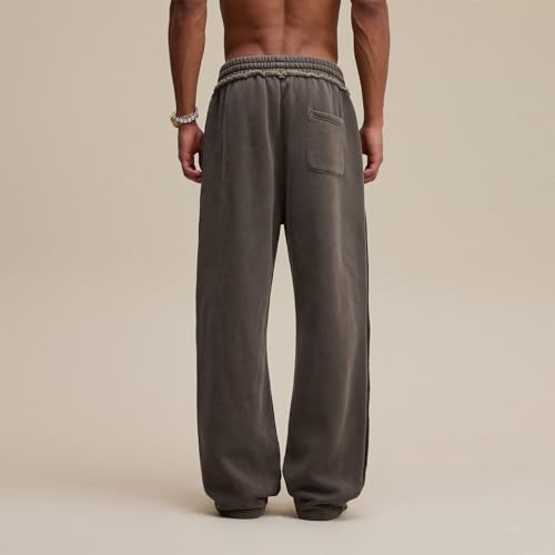 Casual Fleece Sweatpants for Men Vintage Acid Washed Pants Y2K Clothes Drawstring Athletic Baggy Pants with Pockets4