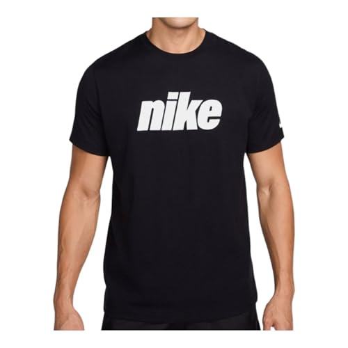 Nike Block Embroidered Logo T-Shirt (US, Alpha, Medium, Regular, Regular, Black)