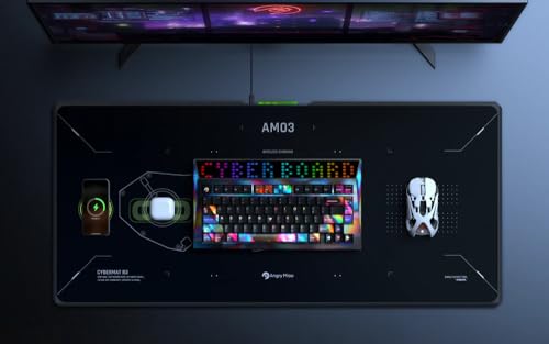 Image of Angry miao Wireless Charging Mouse Pad, Large RGB Gaming Desk Mat with Fast Wireless Charging Area, Extended Non-Slip Mousepad for Office and Gaming, Durable Water-Resistant Surface