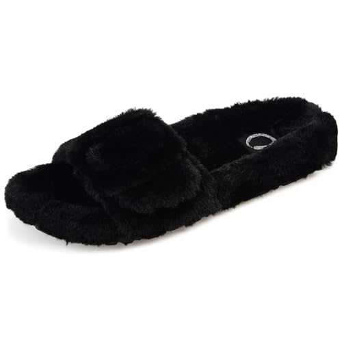 Journee Women's Faux Fur Shadow Slippers