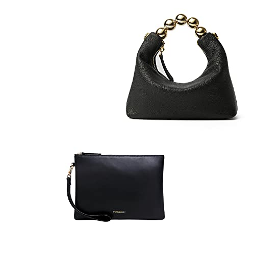 black lambskin clutch+ goatskin top handle black purse