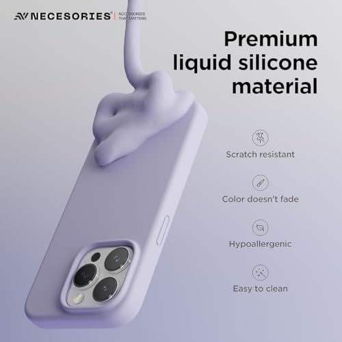Image of Liquid Silicone Case Compatible for iPhone 15 Pro Max Lavender | Slim Back Cover | Soft Touch Bumper | Shockproof Drop Protection | Microfiber Cloth Inside | Sleek Solid Design