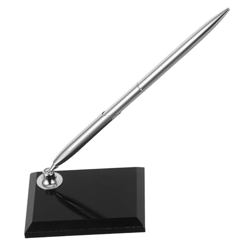 FUNNETOYU ビジネス用メタルボールペン アクリル台座付き受付用サインペン 滑らかな書き心地 安定した卓上スタンド付き 結婚式や卒業式のゲ