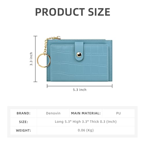 Small Wallets Woman, Cute Slim Wallet Women, Coin Business Credit Card Holder with Zipper Pocket for Key Money (Blue)2