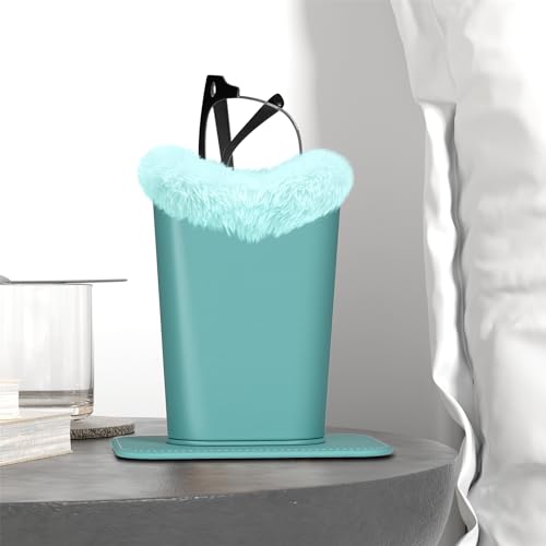 Image of Eyeglasses Holder,Plush Lined PU Leather Pattern Stand Case with Magnetic Base,Unisex for Women Men