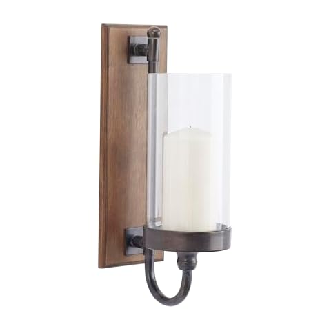 Deco 79 Wood Wall Sconce with Glass Holder Cover