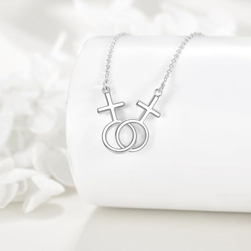 Lesbian Necklace Sterling Silver Gay & Lesbian Symbol LGBT Lesbian Pride Pendant Necklace for Couples Jewelry Gifts3