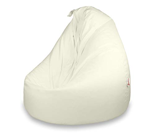 Italpouf - Puff Pera Impermeable Poliéster XXL 100 x 130 cm 500l con Funda Extraible Outdoor Exterior/Indoor Muy Resistente Moldeable con Relleno, 25 Colores (Blanco)