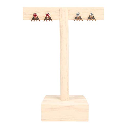 Detachable Natural Wood T-Shaped Earring Display Stand Holder Wooden Jewelry Display Racks Organizer Tree