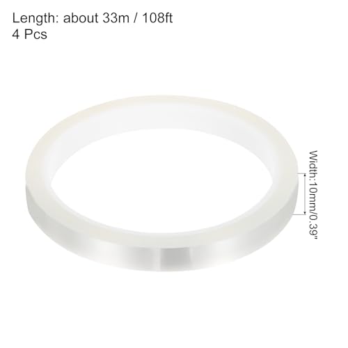 Image of uxcell Clear Heat Tape, 4 Rolls 10mmx33m 108ft High Temperature Heat Resistant Tape for Sublimation,Heat Vinyl Press,Heat Transfer, Circuit Board, No Residue
