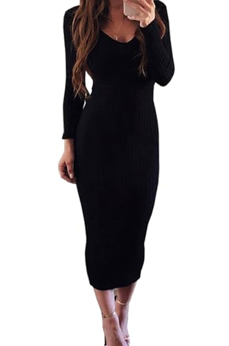 Amazon.com: Zyyfly Women Sexy Club Dress Long Sleeve Knit V Neck Solid Bodycon Dress Black L : Clothing, Shoes & Jewelry Amazon.com: Zyyfly Women Sexy Club Dress Long Sleeve Knit V Neck Solid Bodycon Dress Black L : Clothing, Shoes & Jewelry