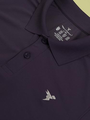 Image of TECHNOSPORT Men's Solid Slim Fit Polo Collar T-Shirt MATPIQ Half Sleeve Button Polyester for Gym Running Workout UPF50+ Anti Odour
