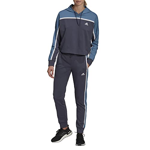 adidas Jogginganzug Damen aus Baumwolle, Farbe:Blau, Größe:S