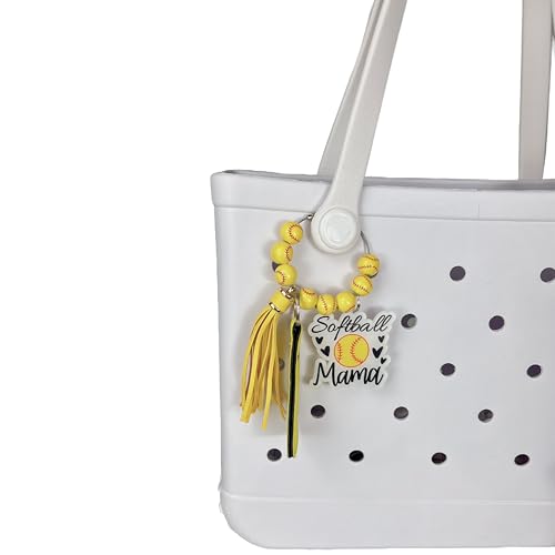 Sports Wooden Beads Charms for Bogg Bag Softball,Softball Accessories For Girls Mom Decor for Women Handbag Beach Tote Bag3