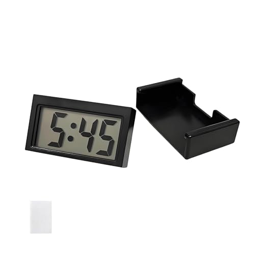 Pevlkawr Tableau De Bord D'horloge De Voiture Grand Écran Petite Horloge Numérique Lcd Montre Voiture Portable Horloge Pour Tableau De Bord Bureau Table,noir