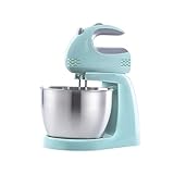 PAHION 2 in 1 Impastatrice Planetaria Frusta con Ciotola Sbattitore Elettrico da 150 W con Ciotola in Acciaio Inossidabile da 3 Litri, Ganci per Impastare, Fruste, Perfetto per La Cottura in Casa