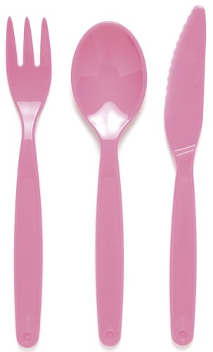 Small Pink Children's Cutlery Set - Reusable Virtually Unbreakable Polycarbonate