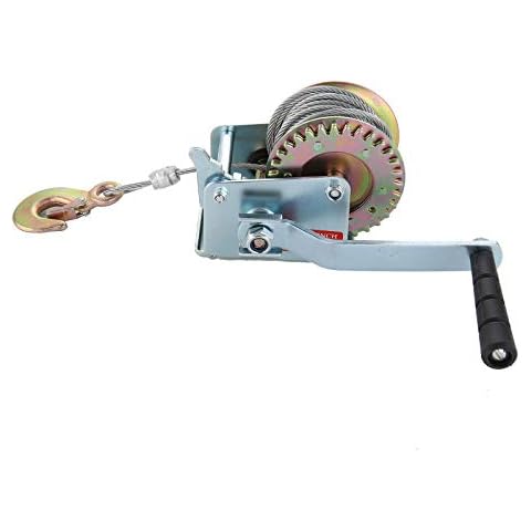 KingSaid Hand Winch 600lbs Trailer Winch Manual Hand Crank Strap Gear Winch Heavy Duty Hand Manual Winch Puller with 8M Wire Rope for Truck Trailer Ship Emergency Recovery Cover