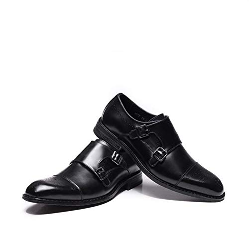 Zapatos Oxford de doble hebilla con piel perforada transpirable y suela antideslizante 2
