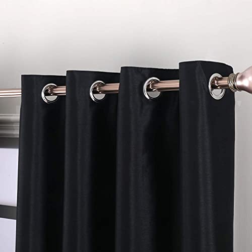 Image of GYROHOME Faux Silk Blackout Curtains with Black Liner, Solid Window Treatment Drapes for Bedroom Living Room, Eyelet Thermal Insulated (2Panels, 46x72inch,Black)