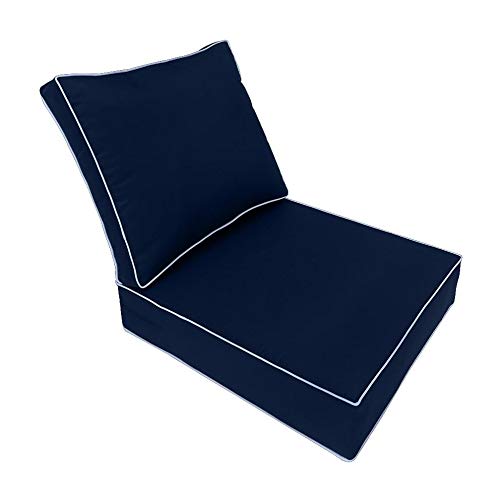Prolinemax Contrast Piped Trim Medium 24x26x6 Deep Seat + Back Slip Cover Only Outdoor Polyester AD101