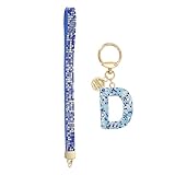 QUARKZMAN Llavero Inicial Para Mujeres Letra D Con Rhinestones Llavero Brillante Con Corazón Para Mochila Bolso Accesorios De Llave De Auto Cordón Azul