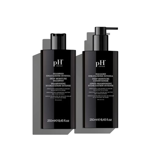 pH PURE HAIR Deep Moisture Shampoo & Conditioner Set - Moisturizing Formula For Dry Damaged Hair - Enriched with Kokum Nut Butter and Rose Extract - 8.45 Oz (Pack of 2)