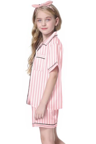 Image of Girls & Womens Satin Pajamas Set, Silk Button-Down Sleepwear 2 Piece Nightwear, 3 Years - Women XXL
