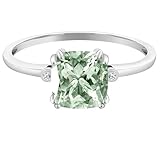 Gems Vibes Solitaire Green Amethyst Ring Handmade Prong Set Rings Solid 925 Sterling Silver Ring Beautiful Birthday Gift For Women Her Girls Natural Prasiolite Gemstone Ring
