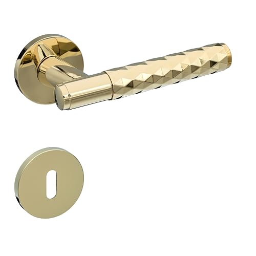 Gavroche PZ BB PZ - Juego de pomos para puerta (estructura dorada, incluye rosetas)