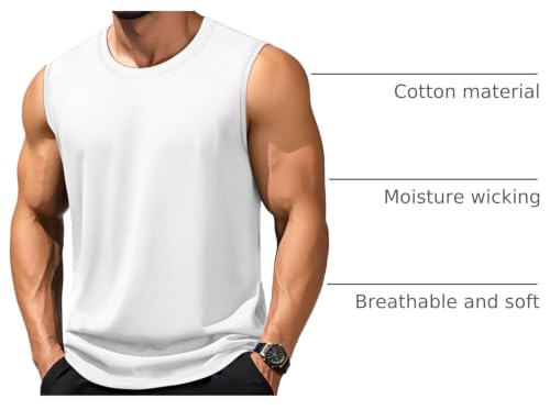TACVASEN White Tank Tops for Men Moisture Wicking Summer Shirts Workout Gym Casual Athletic Sleeveless T Shirt S - image 4