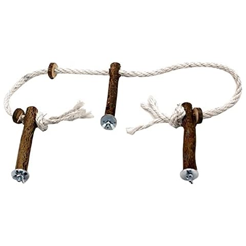 AZXAZ Parrot Rope Toy With 3 Wooden Perch Stand Birdcage Long Stand Perches Rope Ladder Bird Toy Set For Cockatiel Conure Budgies Parakeet Cover