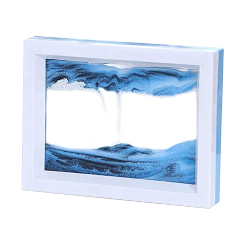 su-luoyu Sand Kippbild Dynamisches Sandbild, Glas Rahmen Bewegen Sand Skulptur Dynamic Sand Bild Abstrakt, 3D Natürliche Landschaft Fließendes Sand Bild, Landschaft Sand Kunst für Home Office Dekor Cover