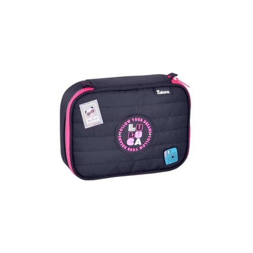 Estojo Box Luluca Juvenil Escolar Pandinha 36 Elásticos Teen Preto